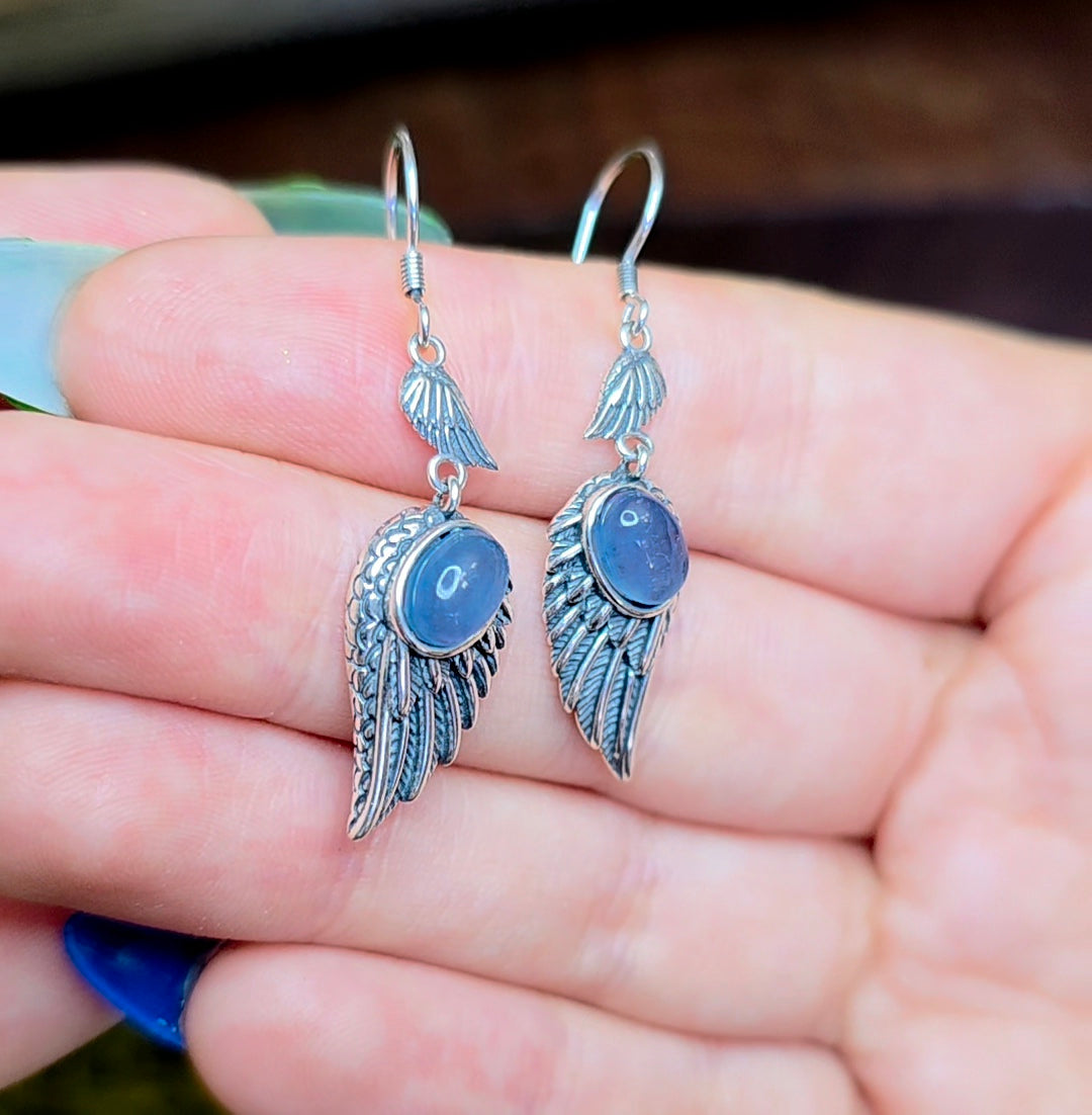 Aquamarine Wing Earrings