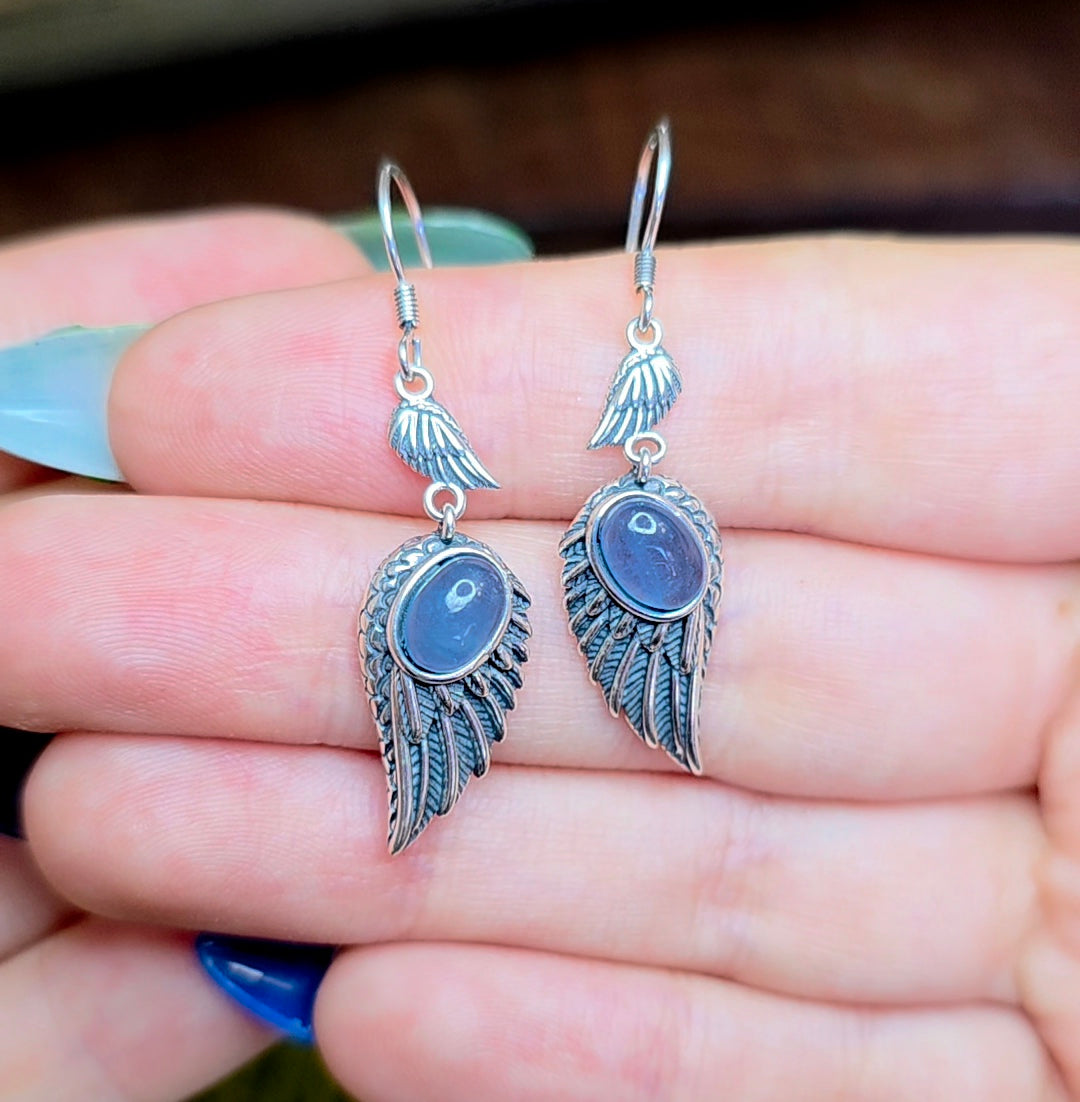 Aquamarine Wing Earrings