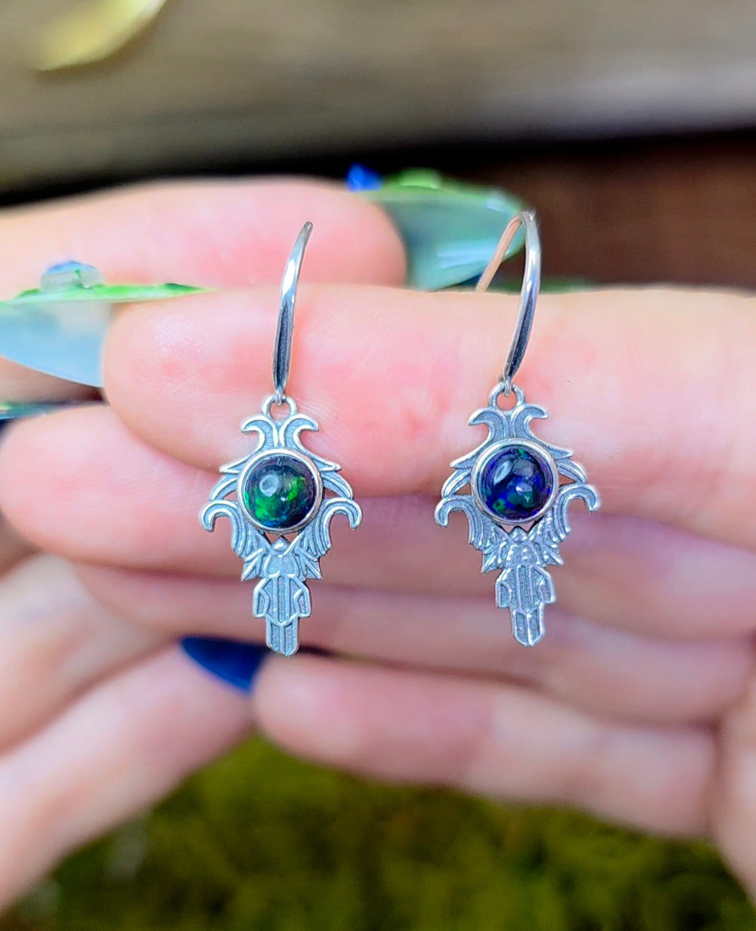 Black Opal Earrings