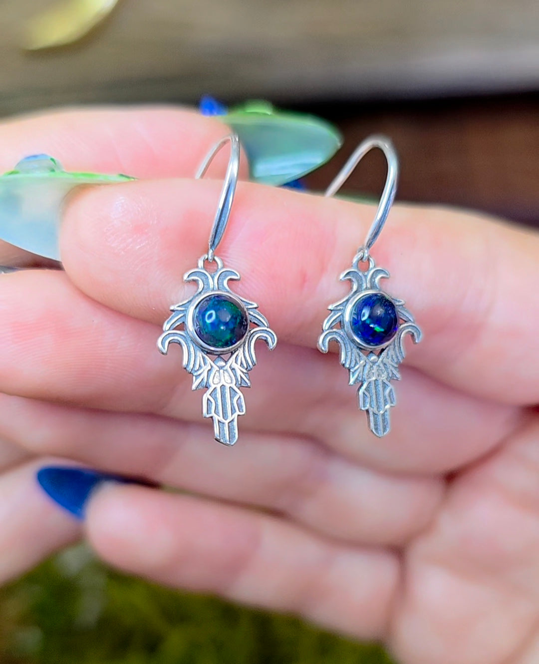 Black Opal Earrings