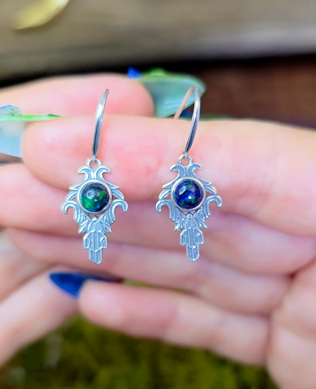 Black Opal Earrings
