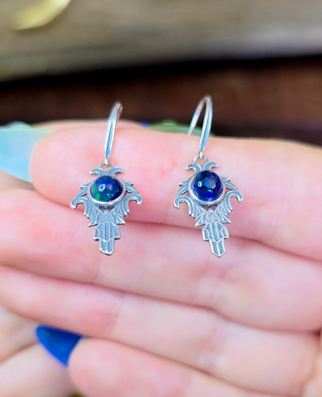 Black Opal Earrings