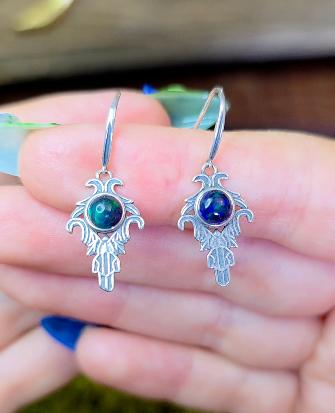 Black Opal Earrings