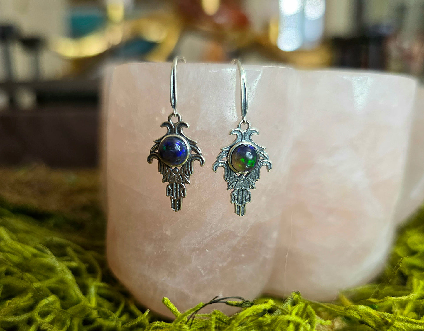 Black Opal Earrings