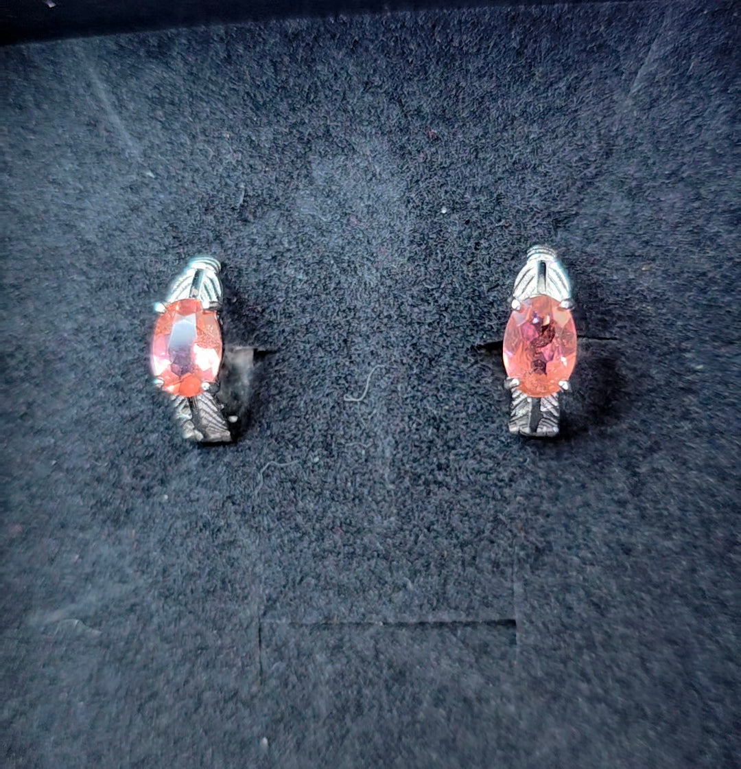 Pink Tourmaline Hoop Earrings
