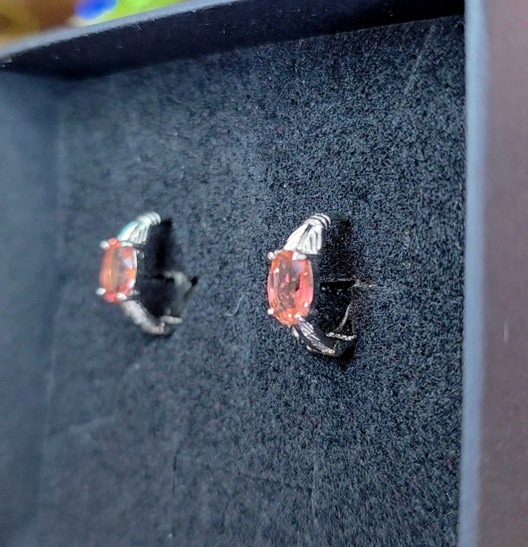 Pink Tourmaline Hoop Earrings