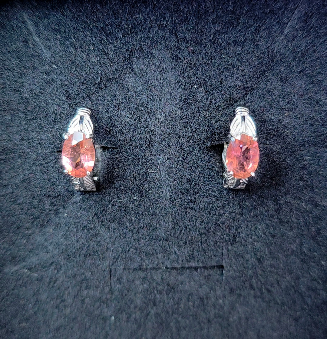 Pink Tourmaline Hoop Earrings