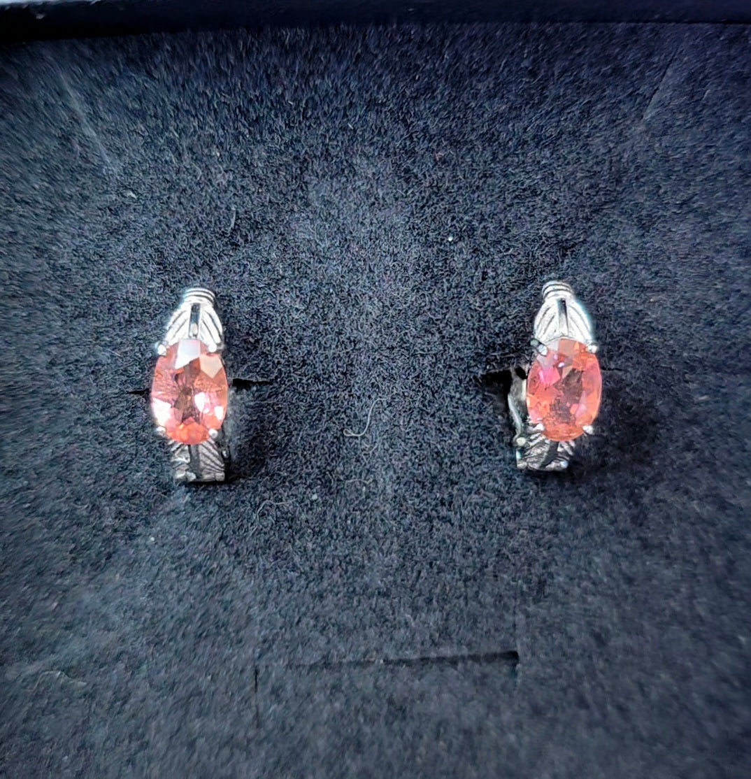Pink Tourmaline Hoop Earrings
