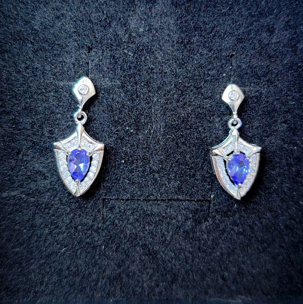 Tanzanite Shield Earrings