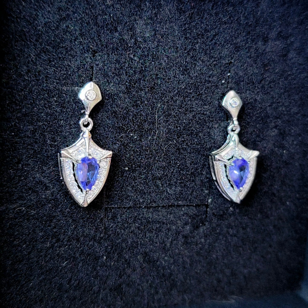 Tanzanite Shield Earrings