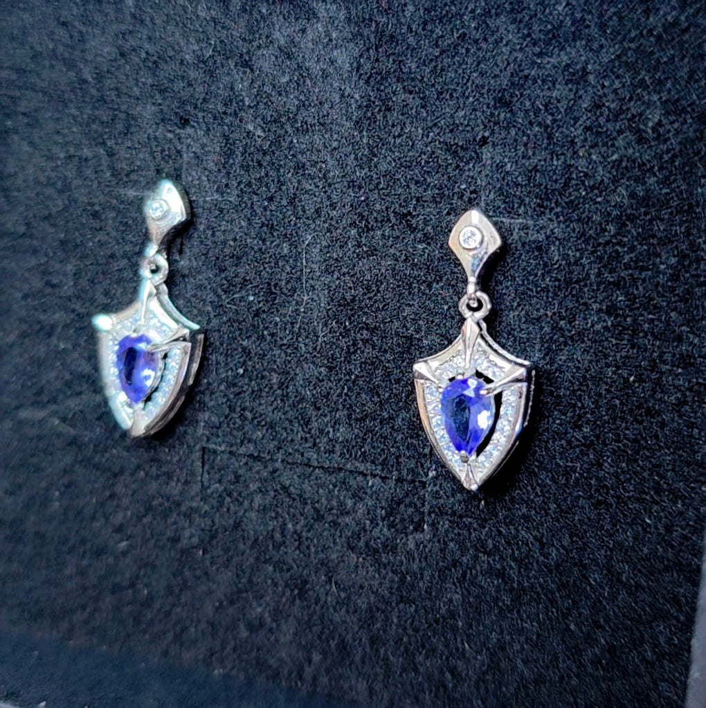 Tanzanite Shield Earrings