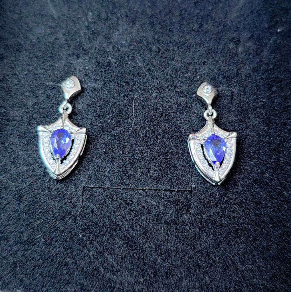 Tanzanite Shield Earrings