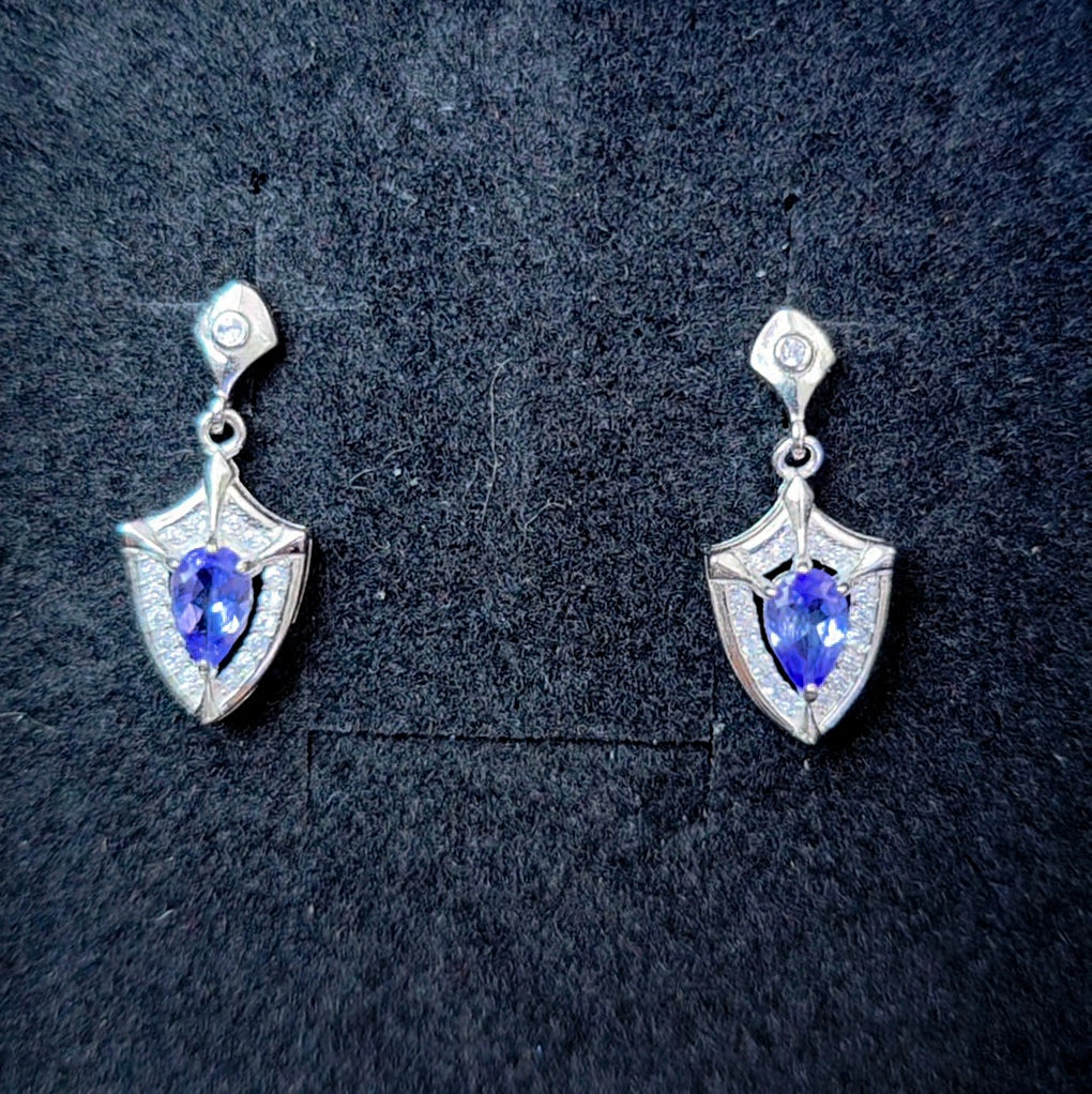 Tanzanite Shield Earrings
