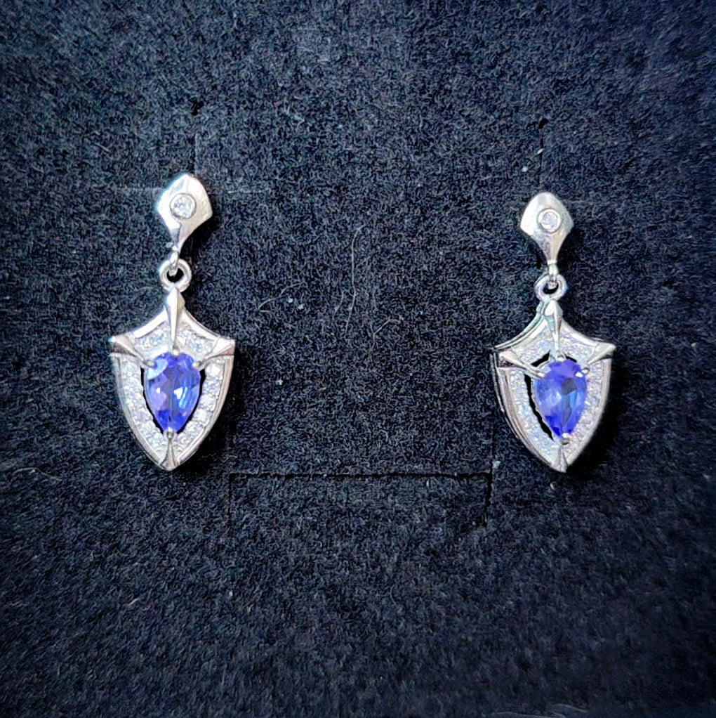 Tanzanite Shield Earrings