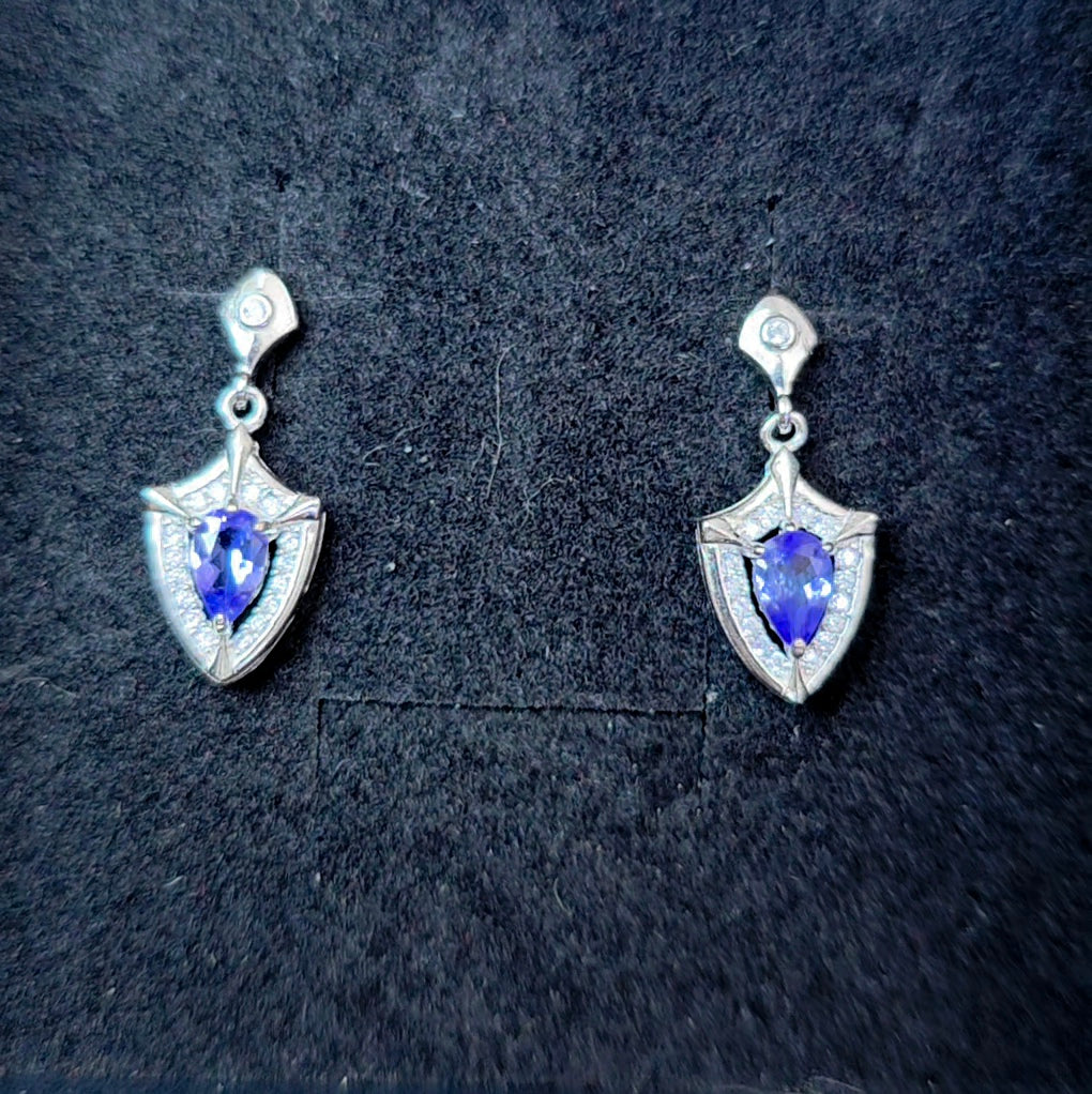 Tanzanite Shield Earrings