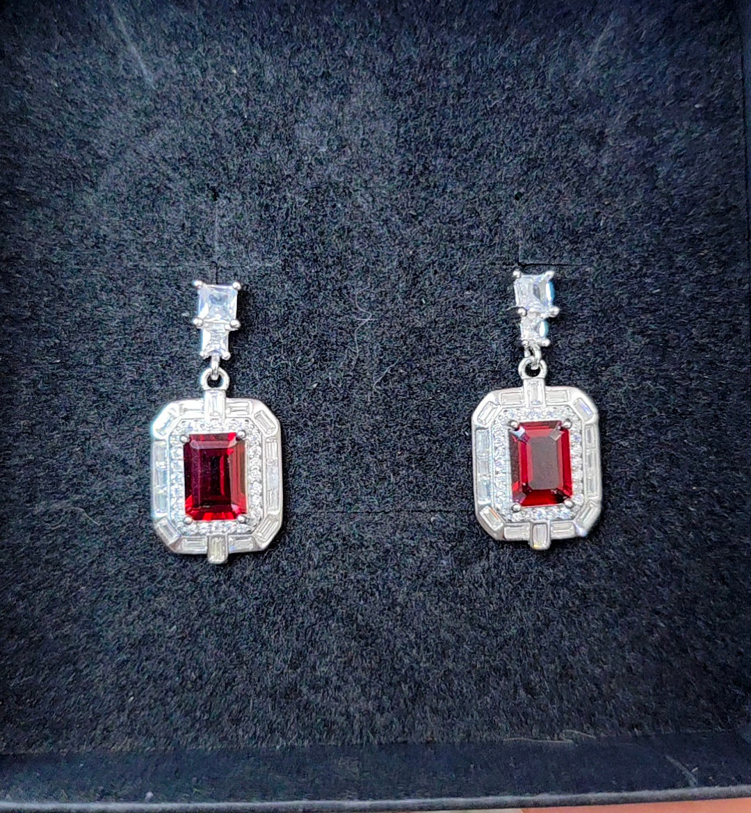 Garnet Art Deco-Style Earrings