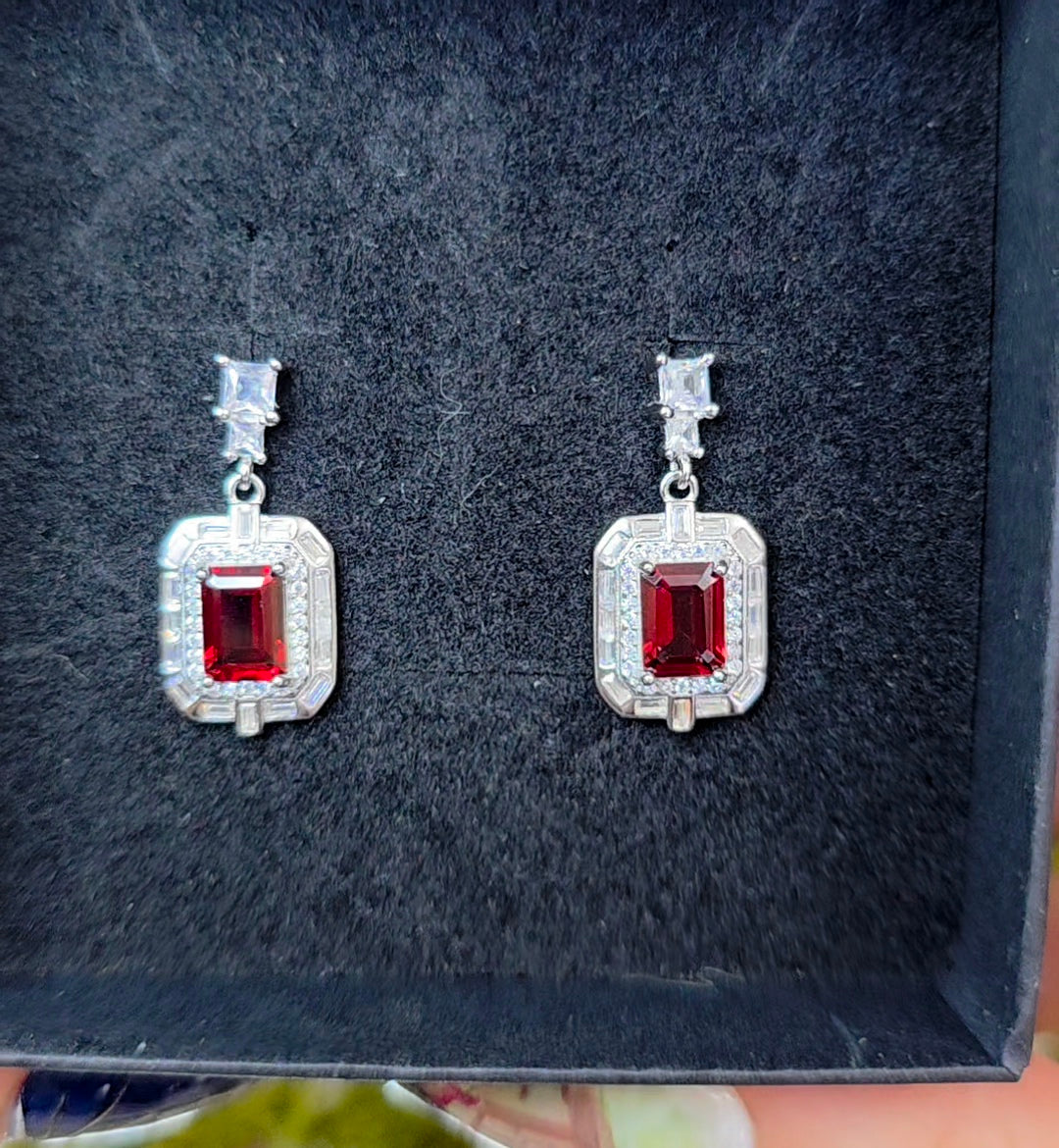 Garnet Art Deco-Style Earrings
