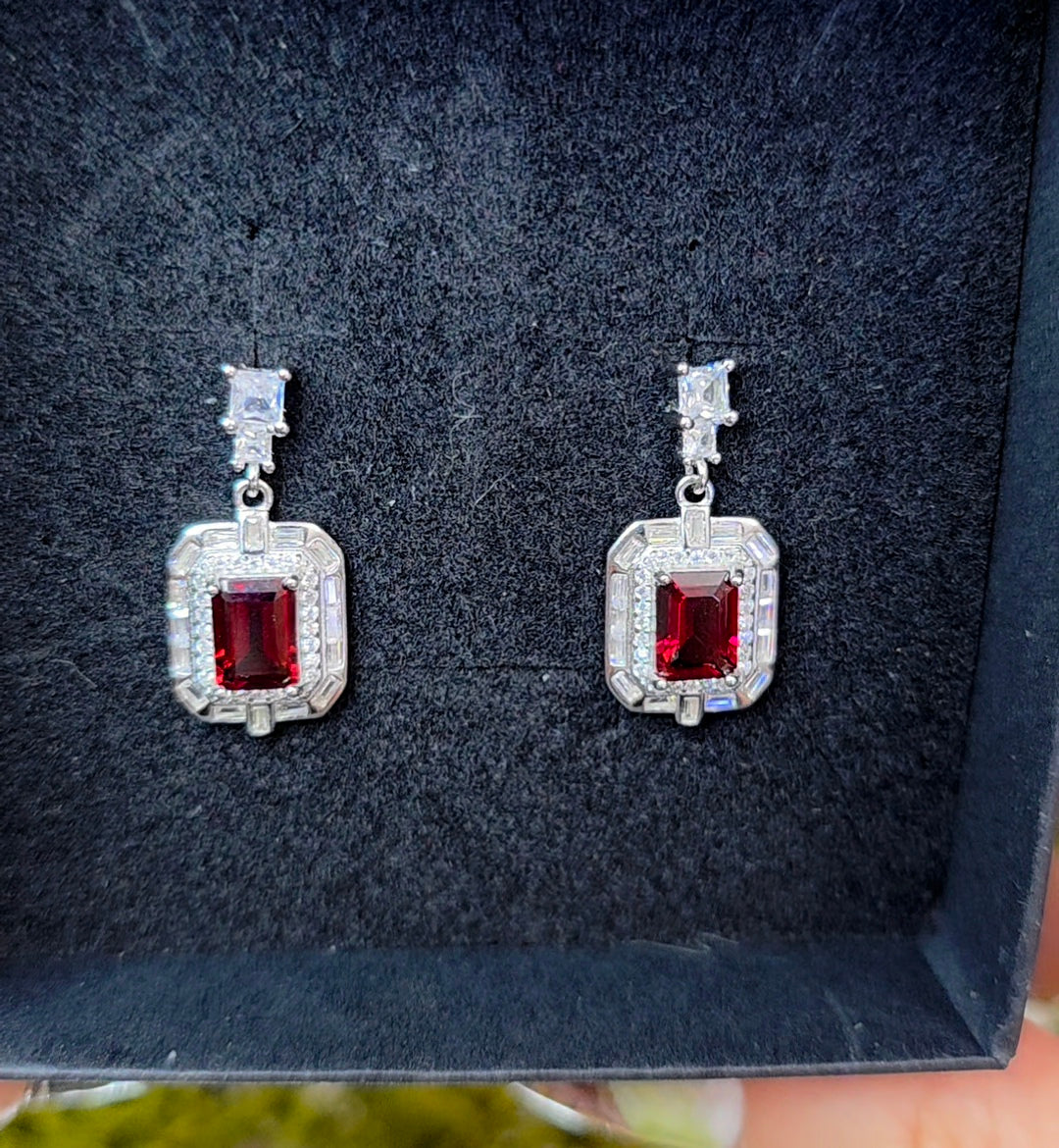Garnet Art Deco-Style Earrings