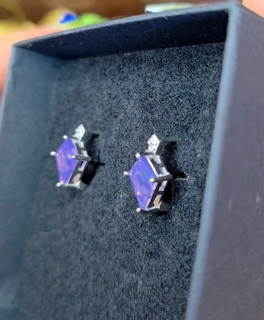 Lavender Moon Quartz Kite Earrings