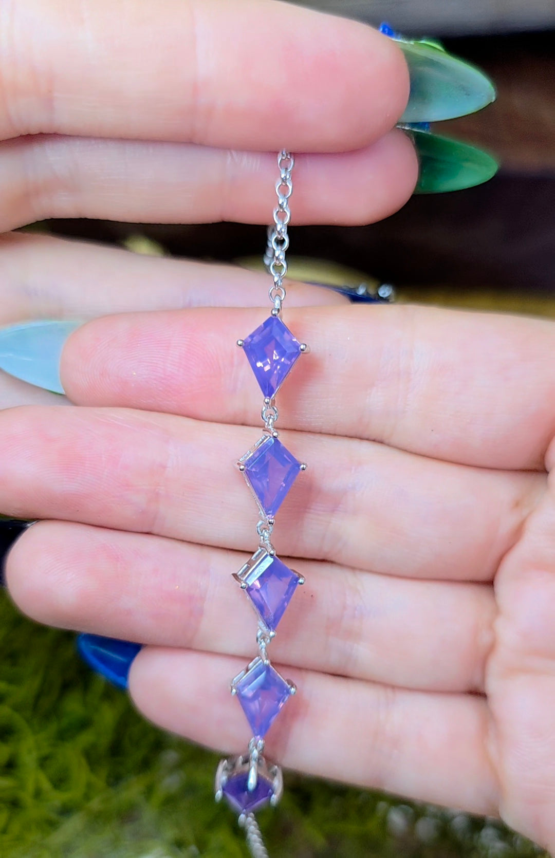 Lavender Moon Quartz Kites Sterling Silver Bracelet