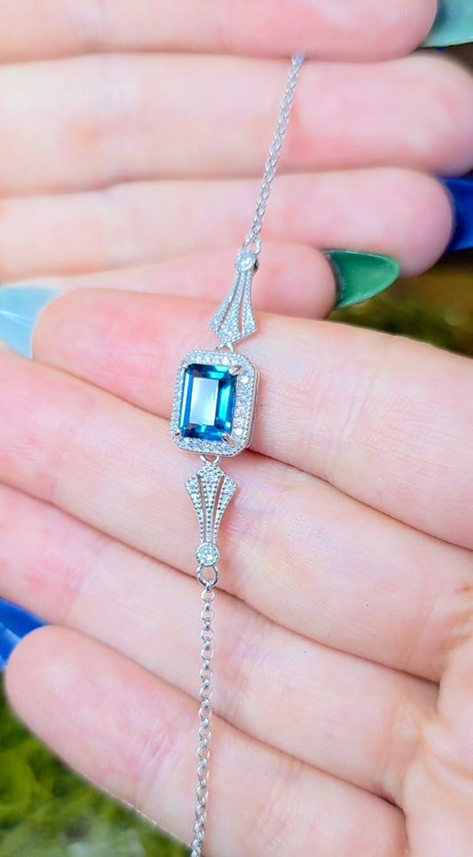 Swiss Blue Topaz Sterling Silver Bracelet