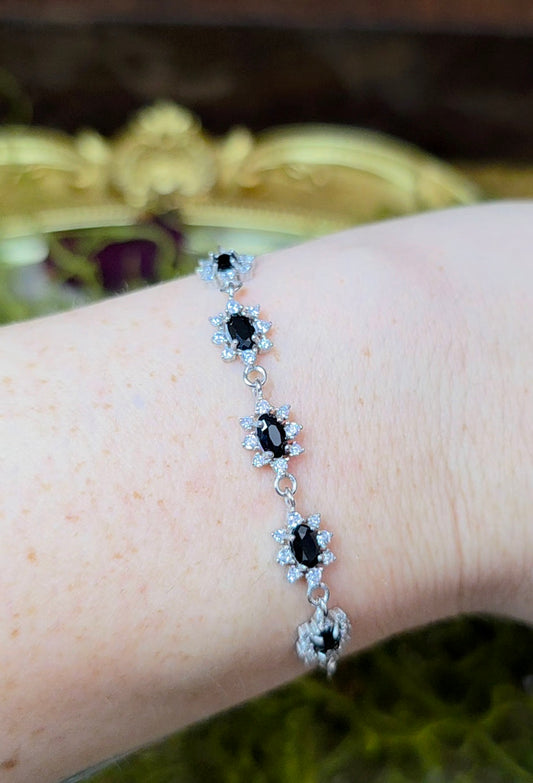 Black Spinel Sterling Silver Bracelet
