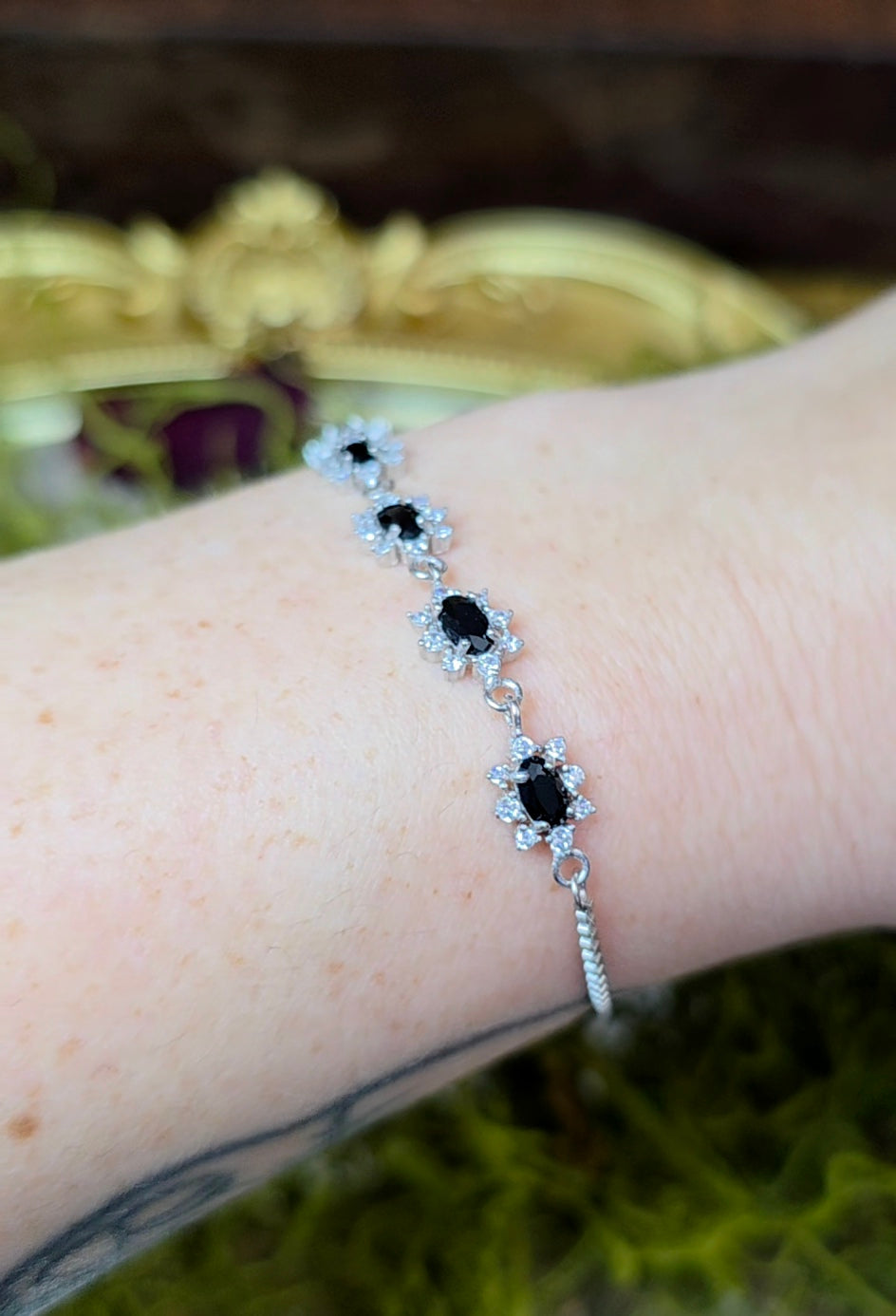 Black Spinel Sterling Silver Bracelet