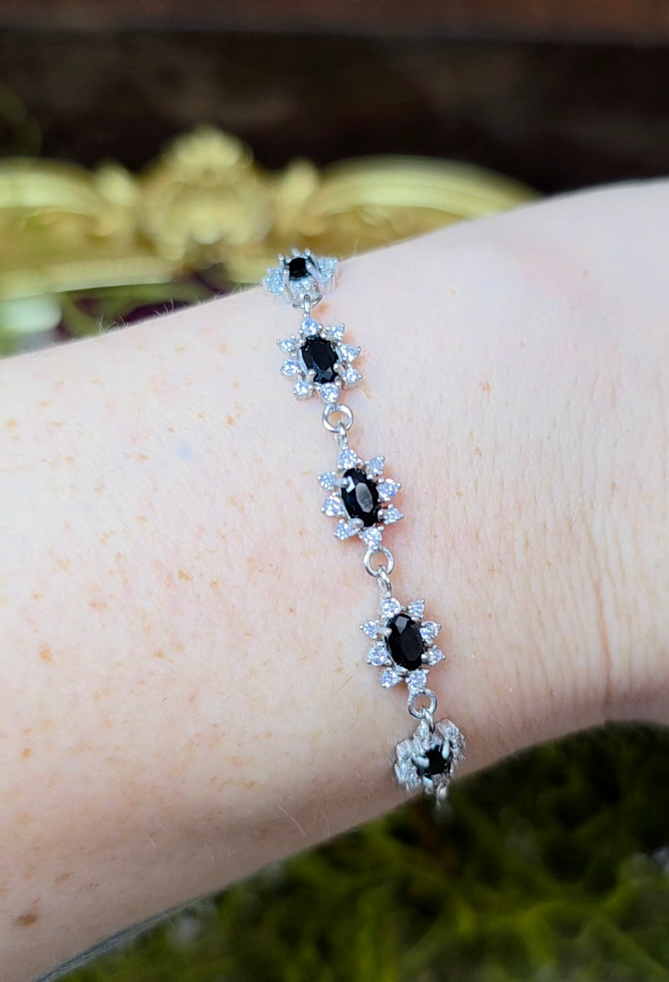 Black Spinel Sterling Silver Bracelet