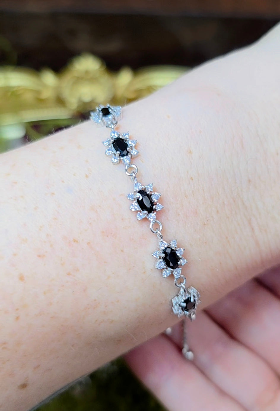 Black Spinel Sterling Silver Bracelet