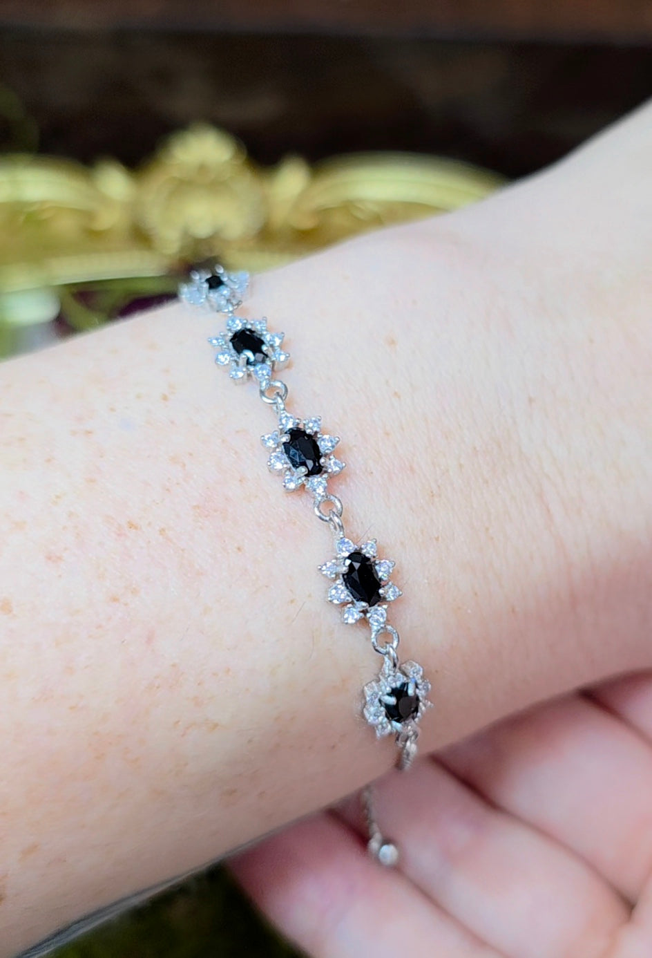 Black Spinel Sterling Silver Bracelet