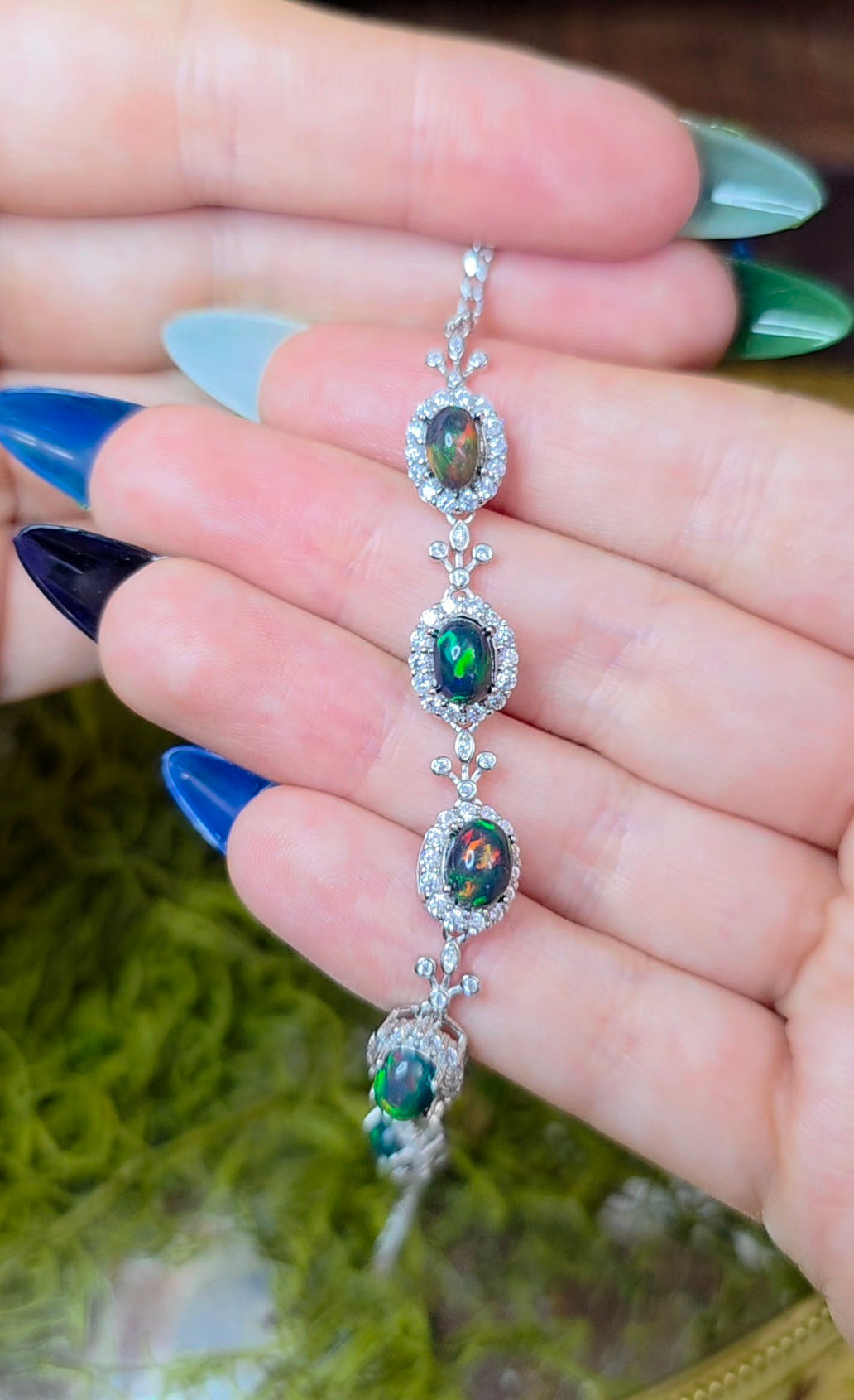 Black Opal Sterling Silver Bracelet A