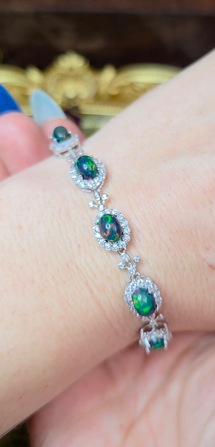 Black Opal Sterling Silver Bracelet A