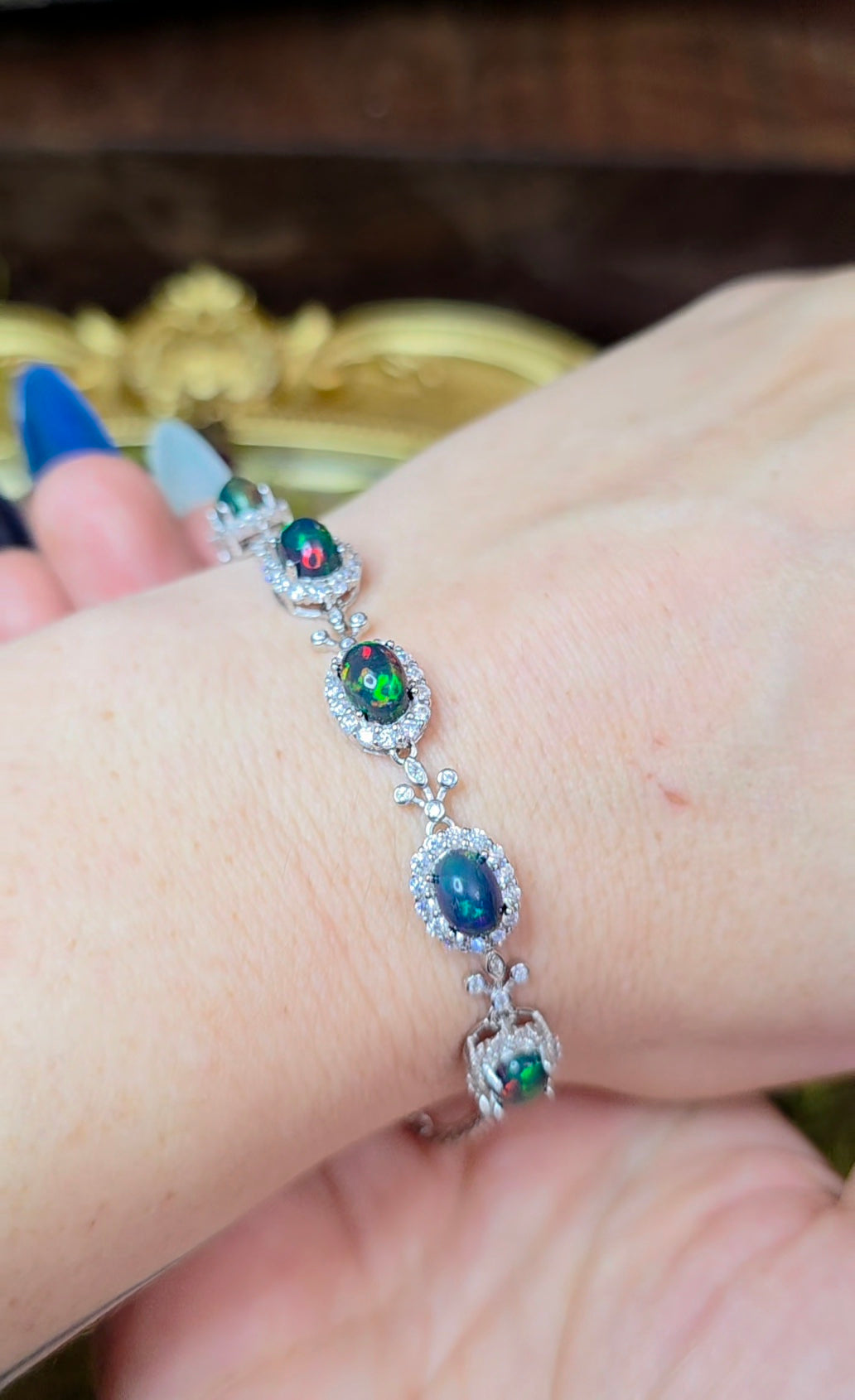 Black Opal Sterling Silver Bracelet A