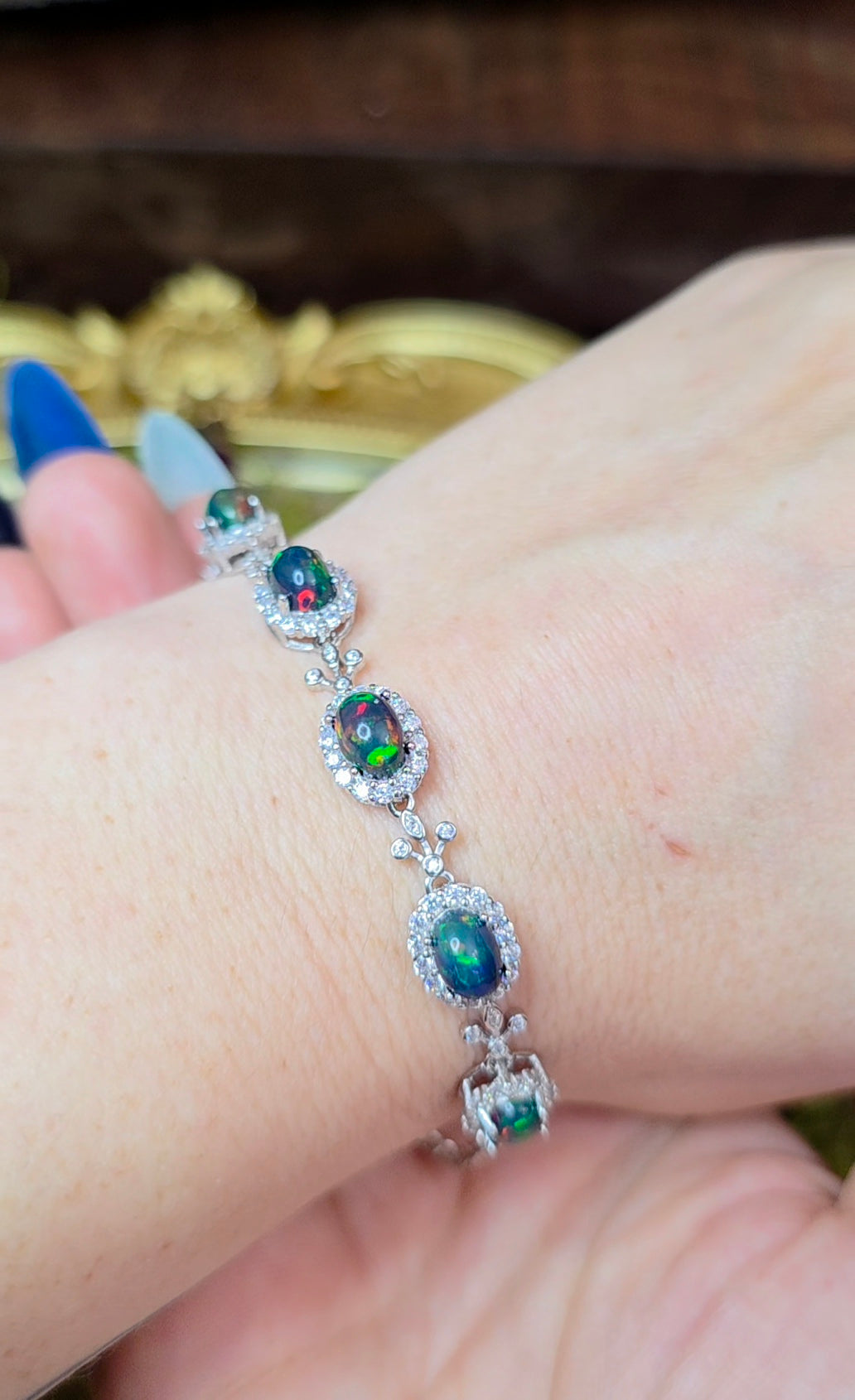 Black Opal Sterling Silver Bracelet A