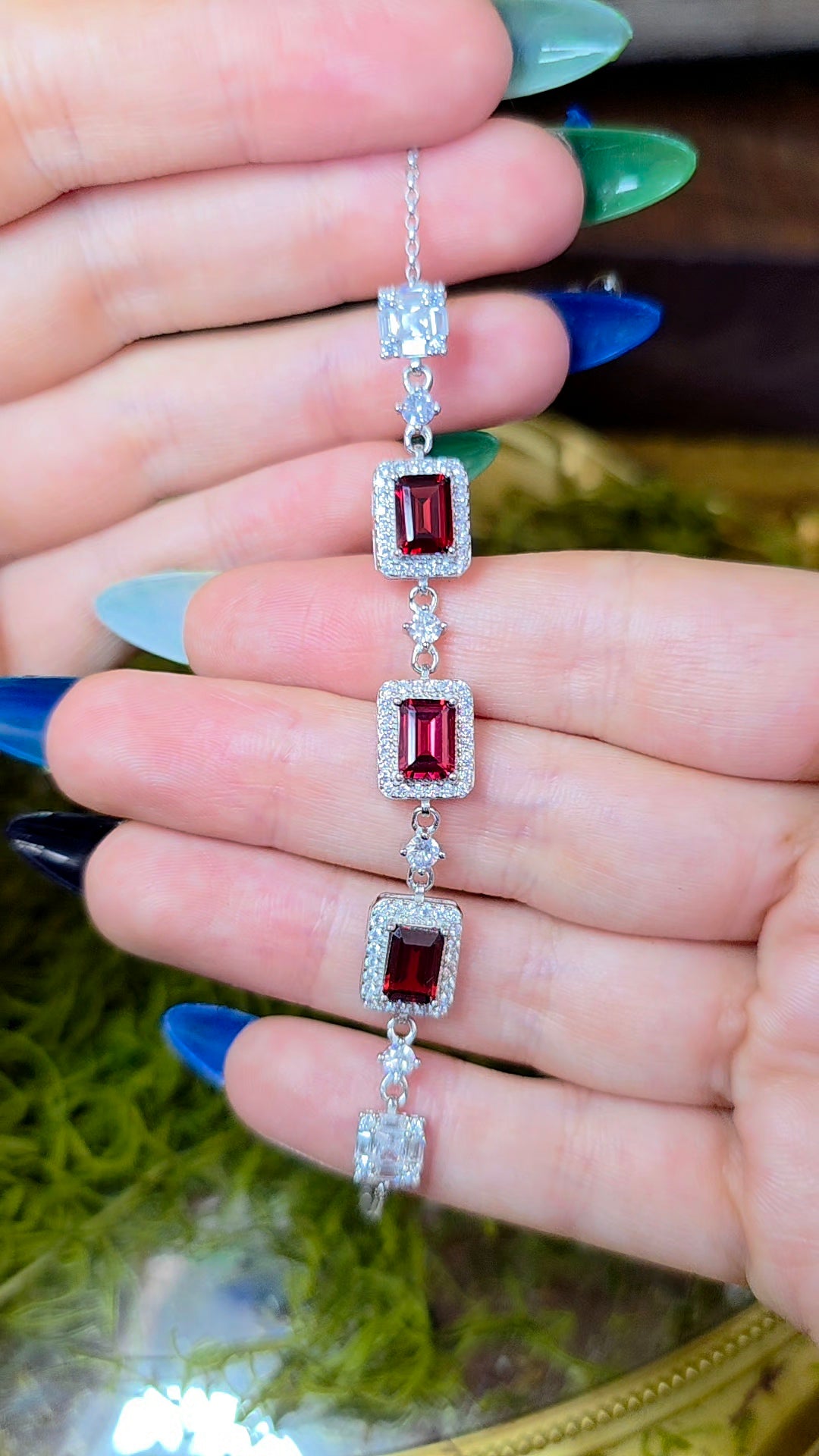 Garnet Sterling Silver Bracelet