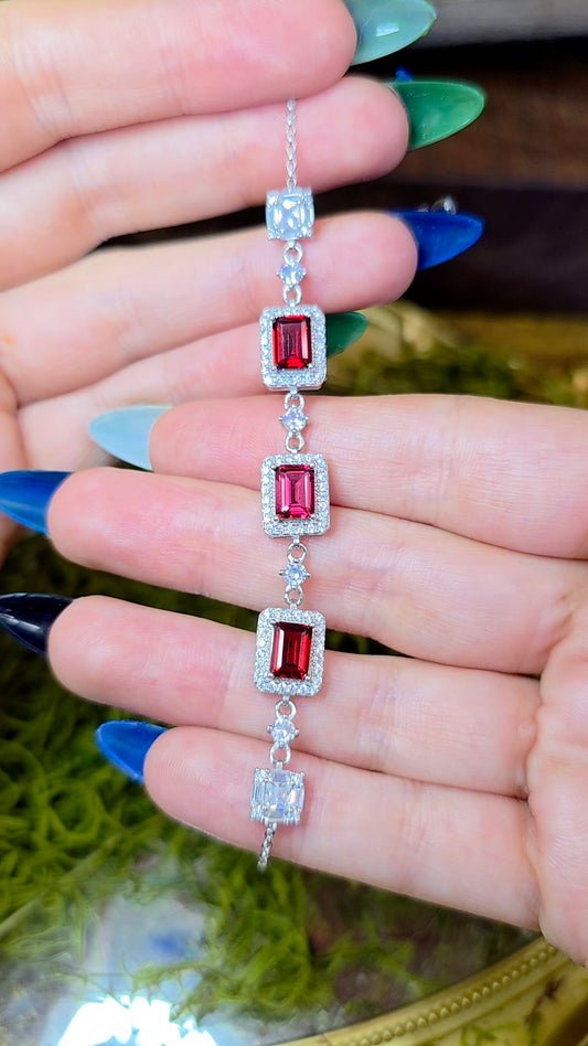 Garnet Sterling Silver Bracelet