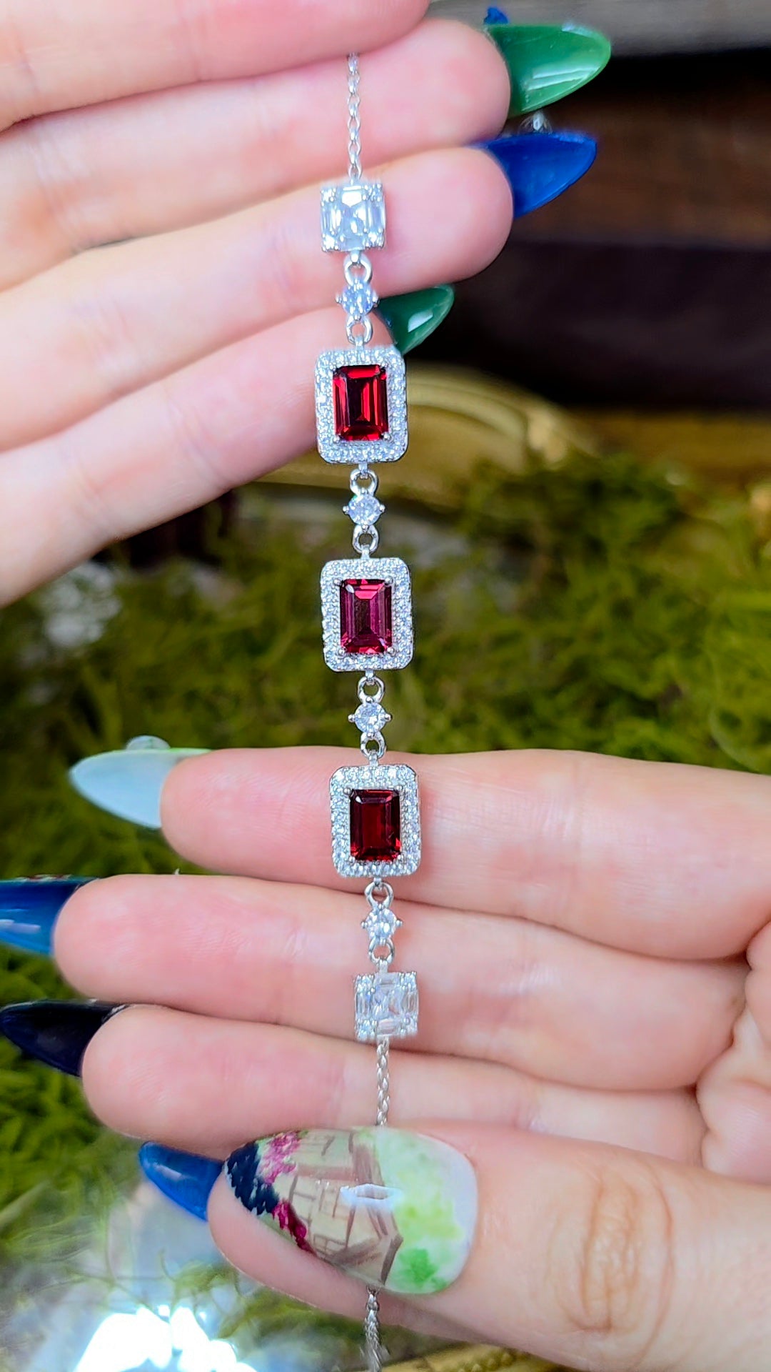 Garnet Sterling Silver Bracelet