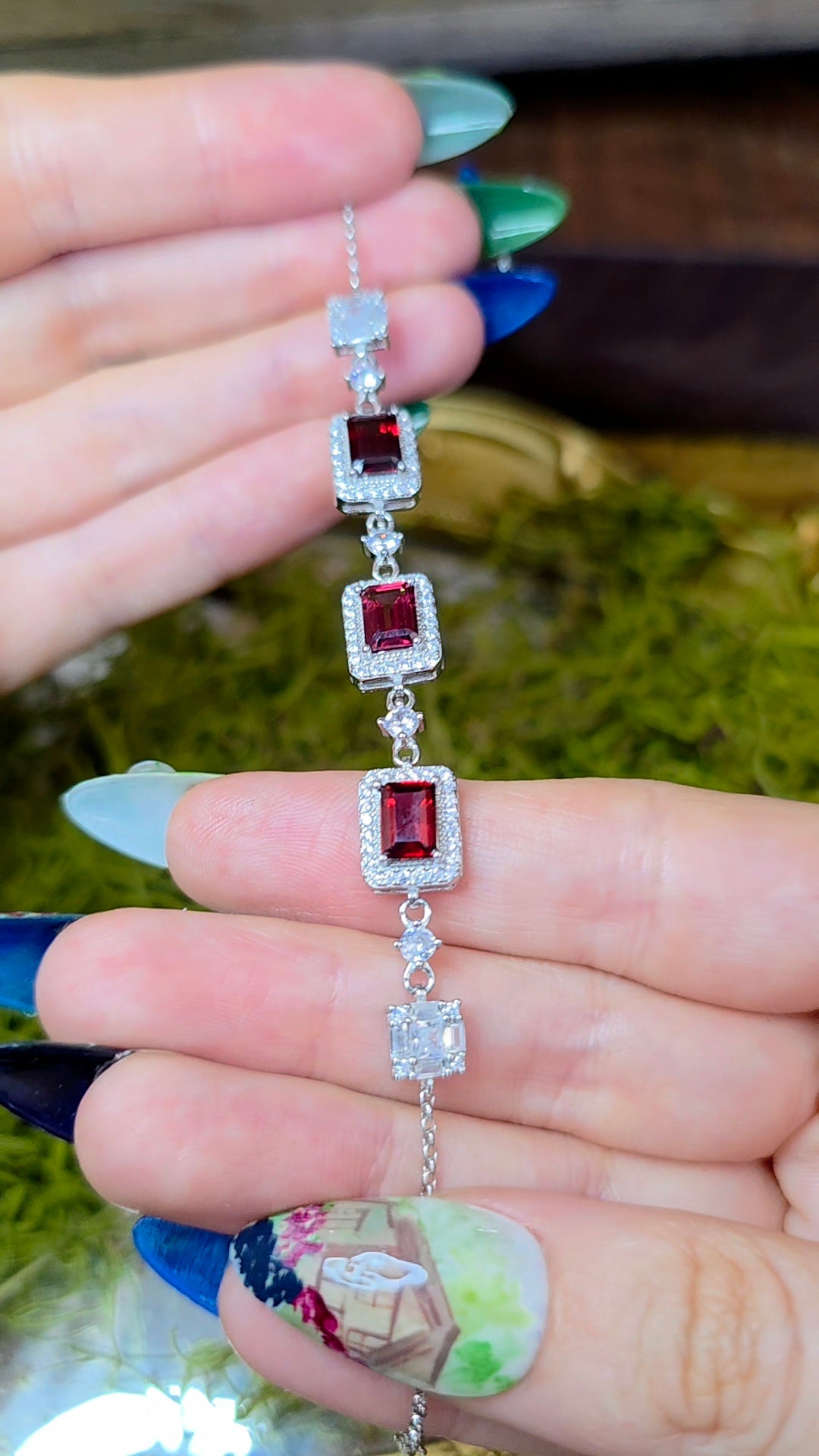 Garnet Sterling Silver Bracelet