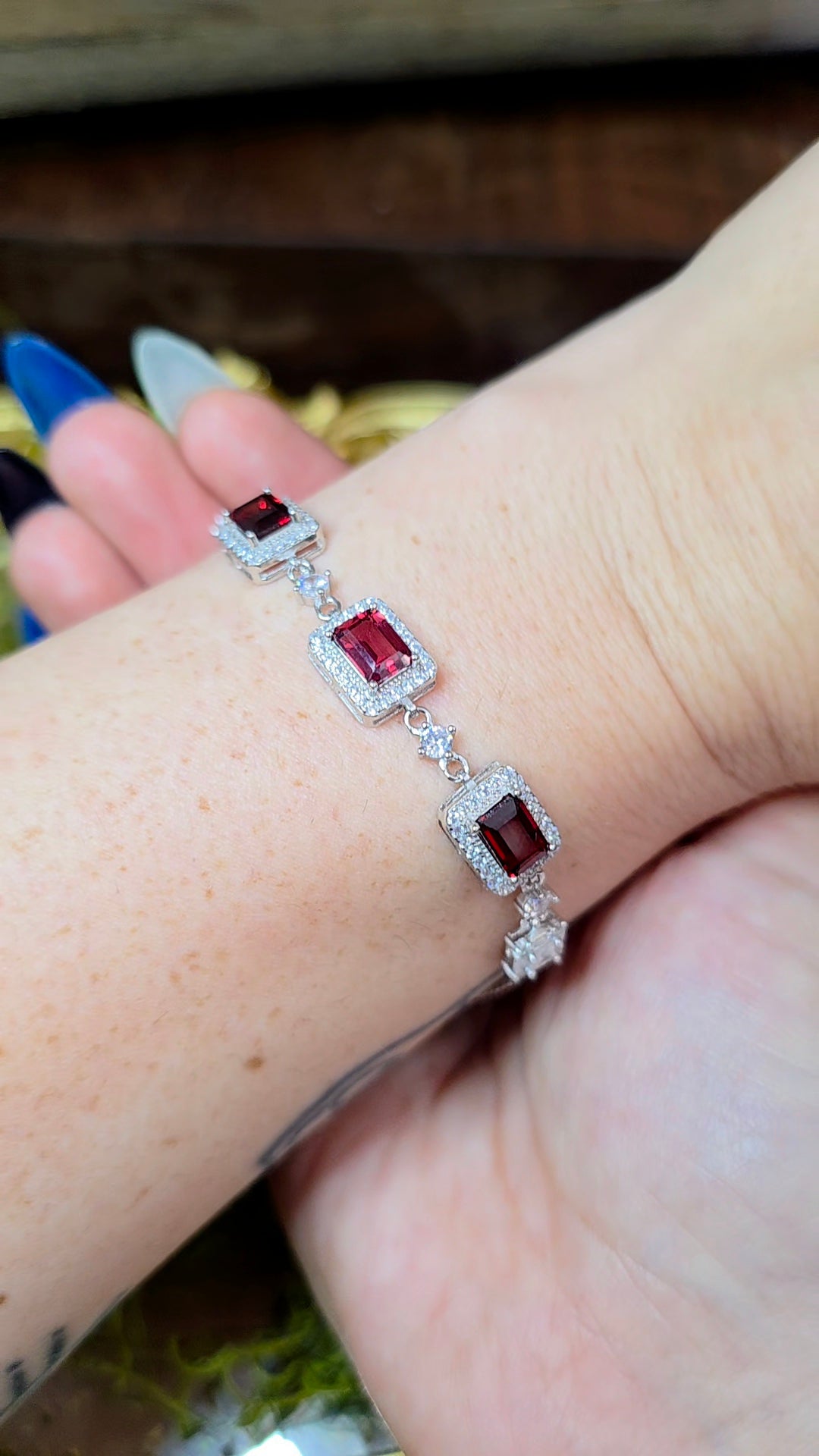 Garnet Sterling Silver Bracelet