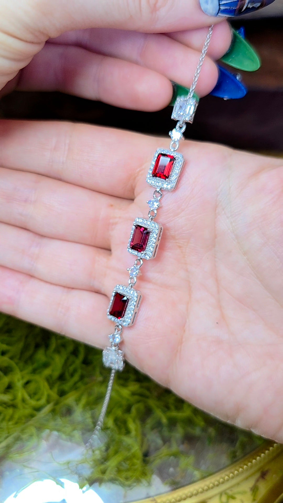 Garnet Sterling Silver Bracelet
