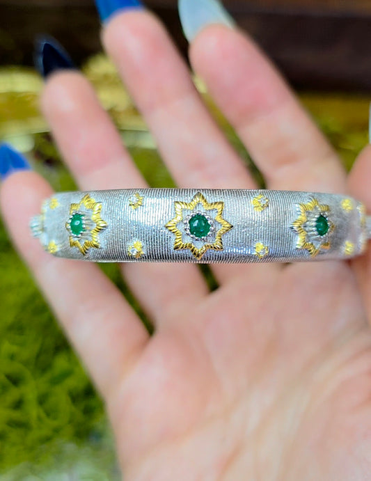 Emerald Sterling Silver Bangle