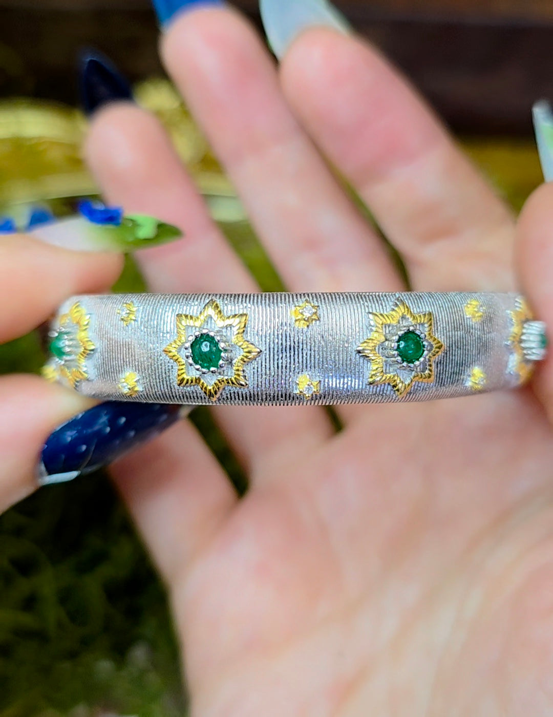 Emerald Sterling Silver Bangle