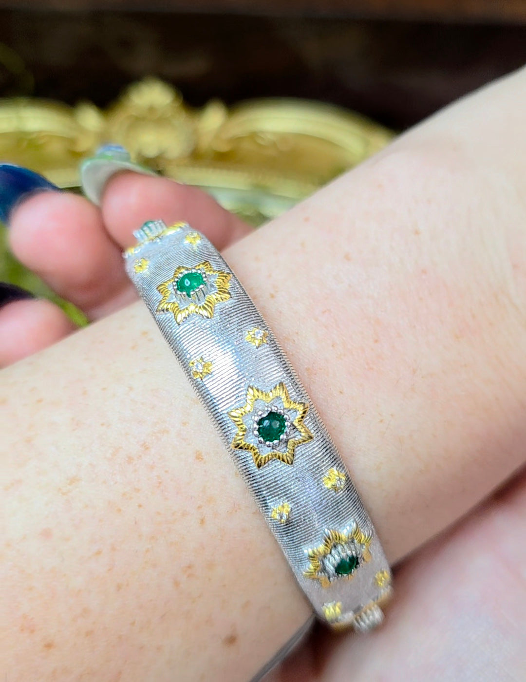 Emerald Sterling Silver Bangle
