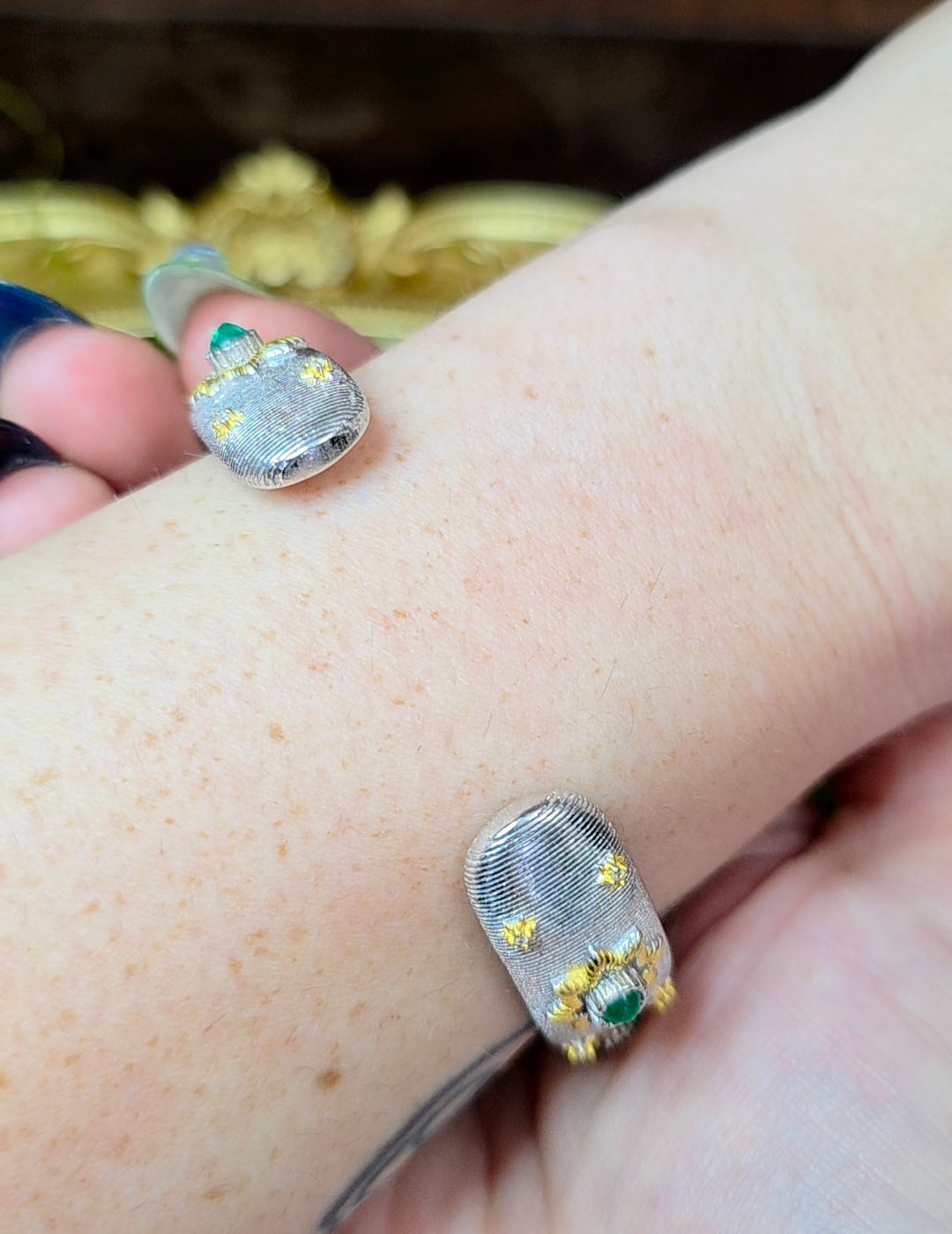 Emerald Sterling Silver Bangle