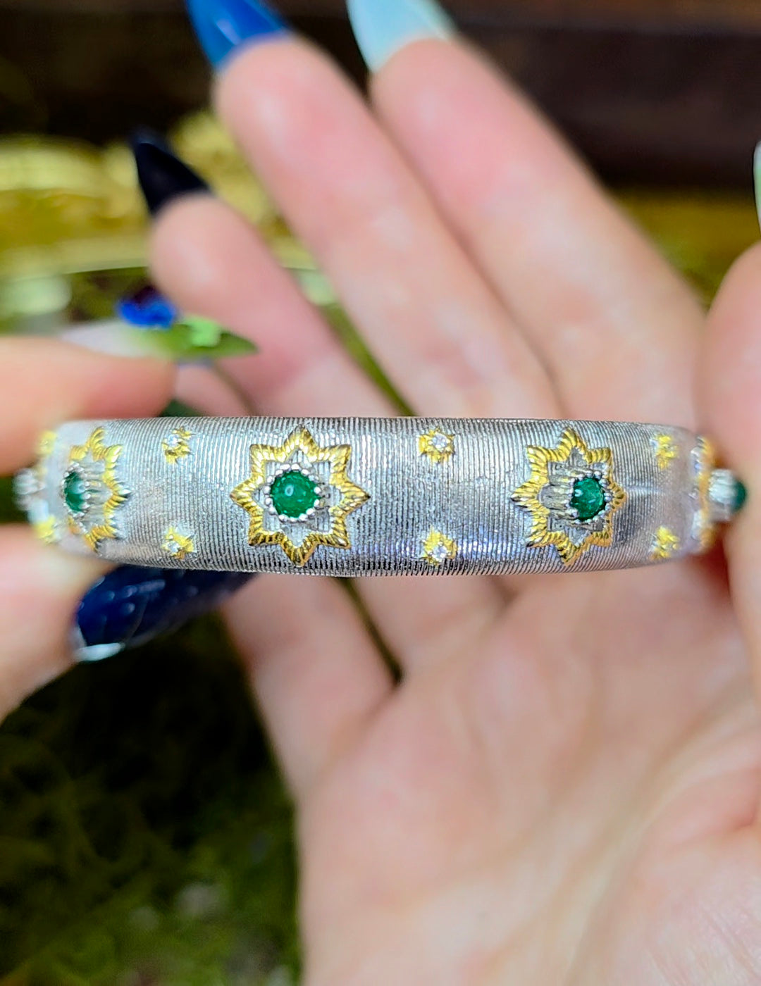 Emerald Sterling Silver Bangle