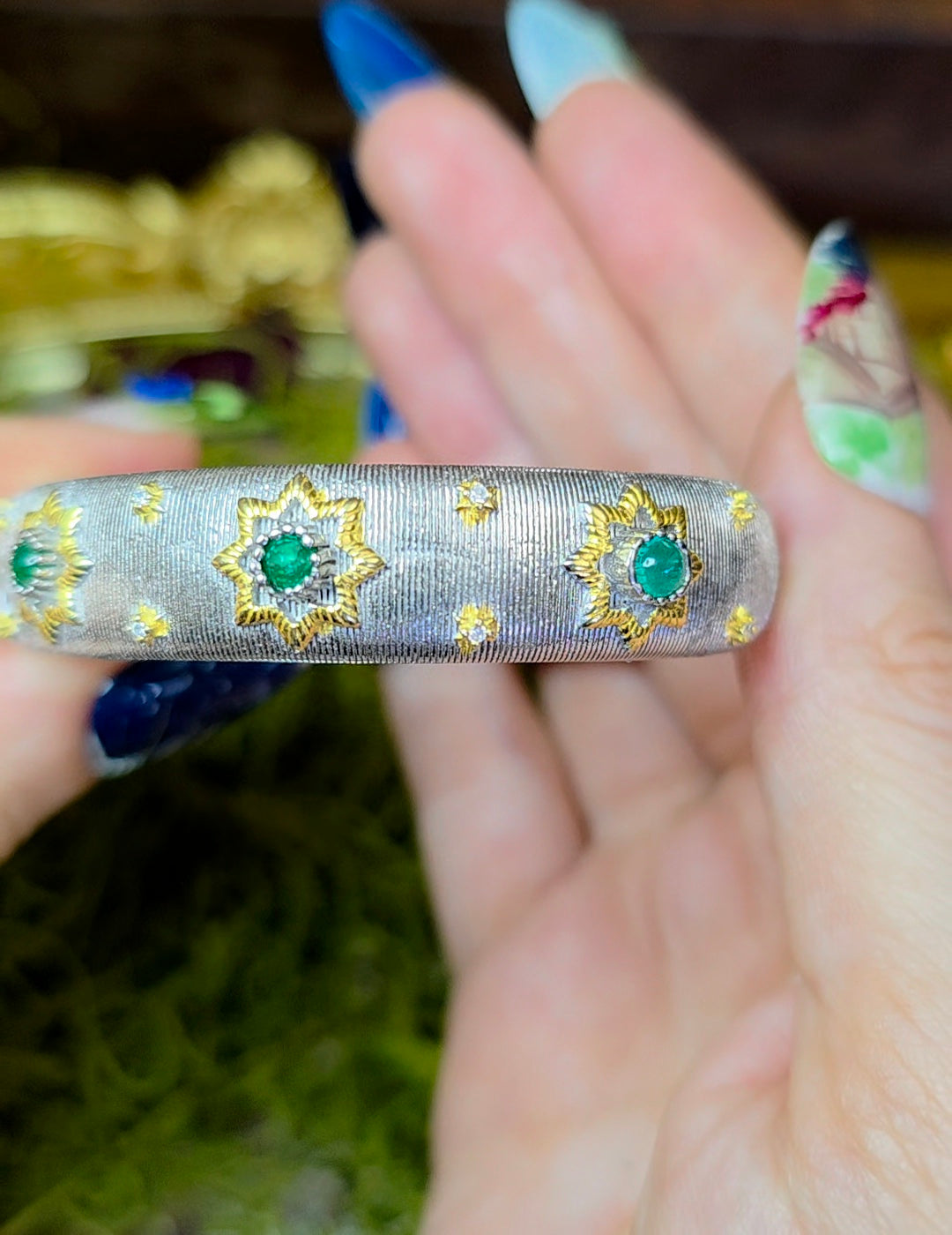 Emerald Sterling Silver Bangle