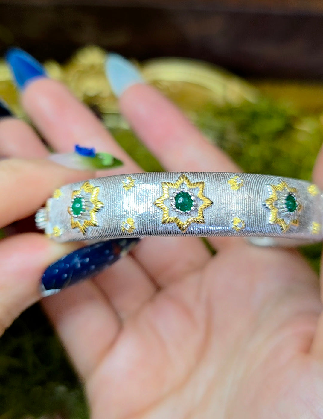Emerald Sterling Silver Bangle