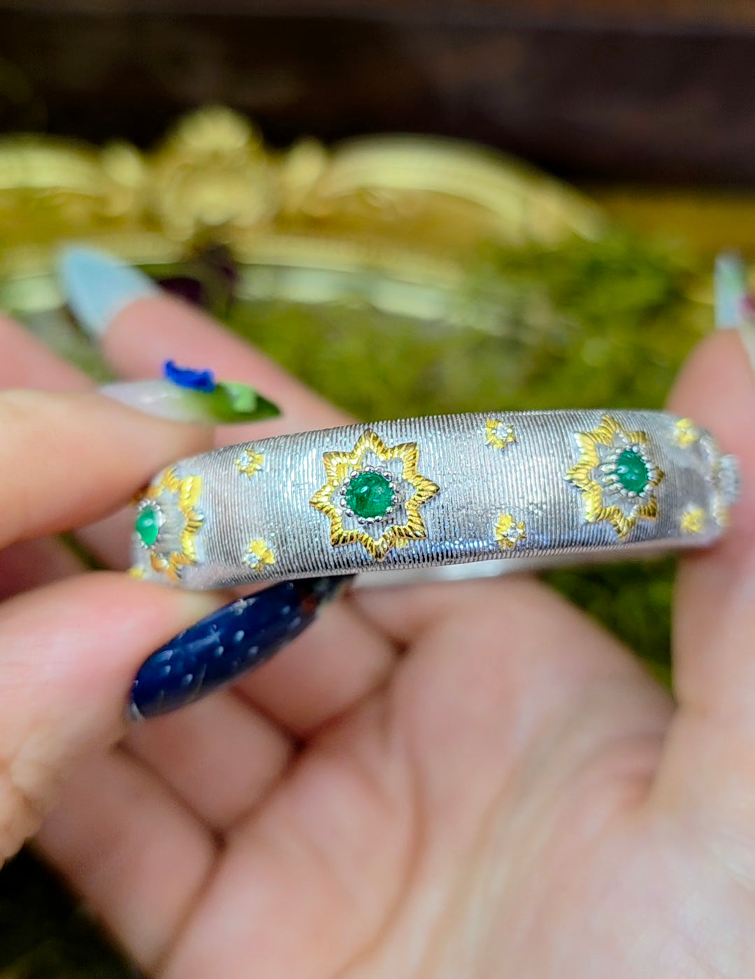 Emerald Sterling Silver Bangle