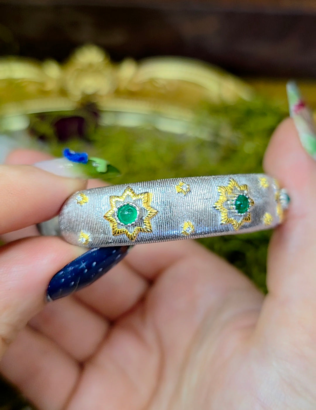 Emerald Sterling Silver Bangle