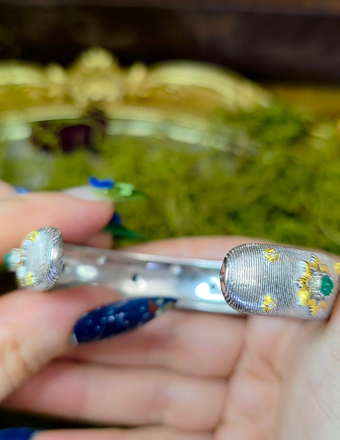 Emerald Sterling Silver Bangle